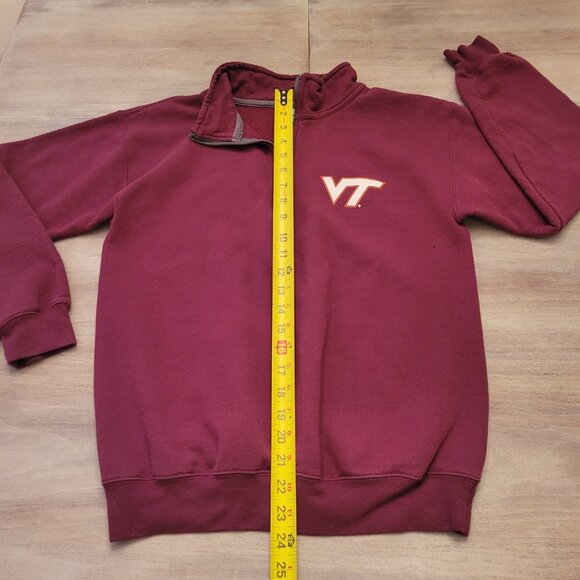 Virginia Tech Hokies Quarter Zip Sweatshirt Men’s SM Gildan Heavy Blend Maroon - Picture 6 of 8